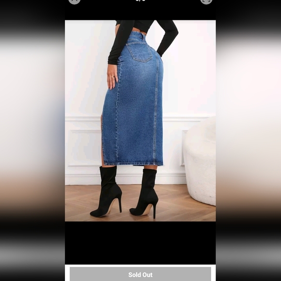 SHEIN Asymmetrical Denim Blue Skirt - Picture 2 of 11